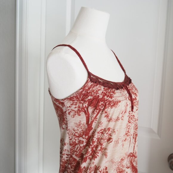 Rare! Kimchi & Blue Red and Cream Camisole With Peacock Toile Print Sz XS - Picture 10 of 15